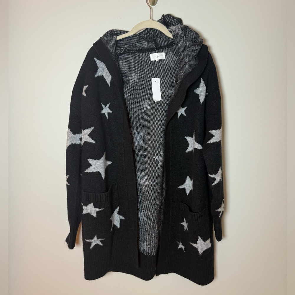 NWT Women’s Lou & Grey Black and‎ Grey Star Hooded Cardigan - Size: Medium